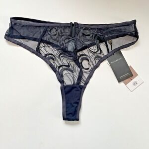 Bluebella-SZ 8 (M) Womens Black Lace Thong Underwear Lingerie